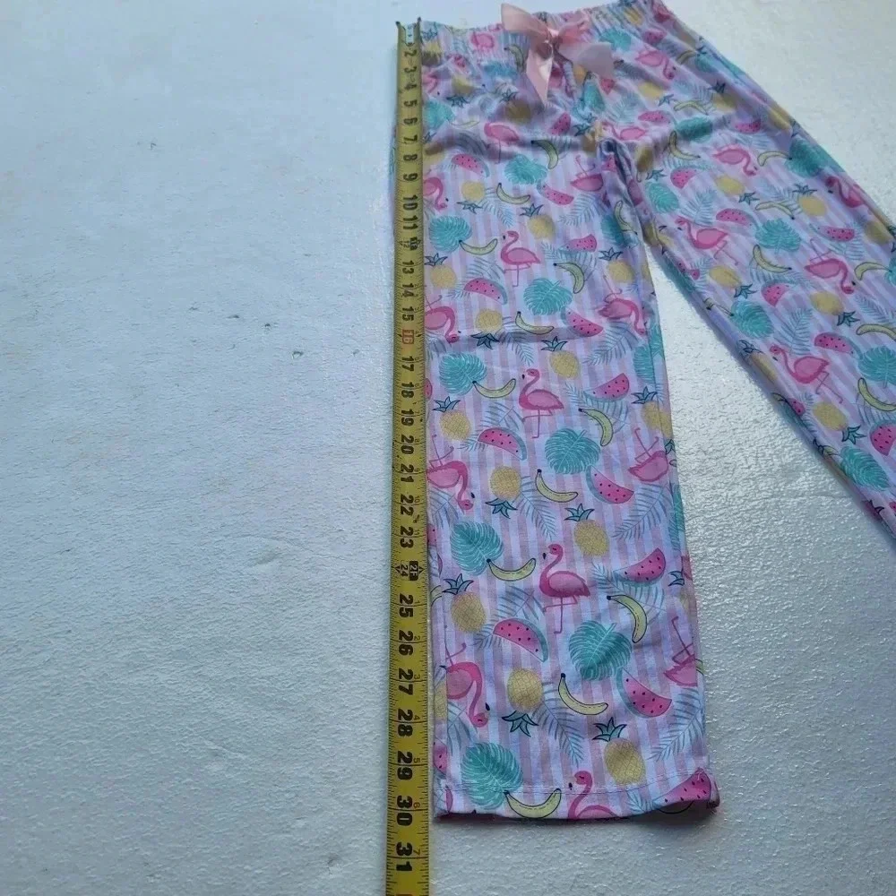 Sleep On It Pajama Pants S (7/8) Multicolor Tropical Pink Girl's Elastic Waist